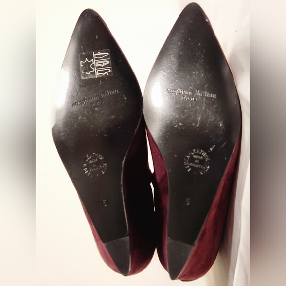 STEPHANE KELIAN PARIS Burgundy Suede Wedge Heeled Booties size 5 - Picture 6 of 10